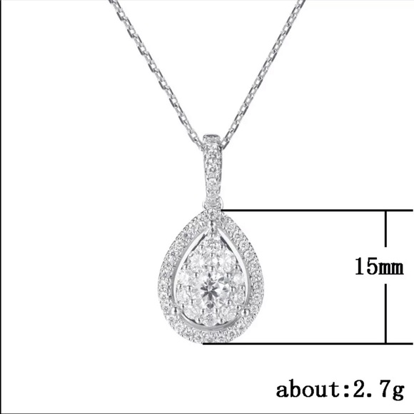 New 925 Silver Luxury Drop Water Diamond Necklace - Picture 6 of 6